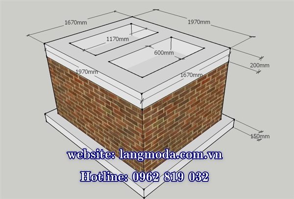 Kích thước mộ đá đôi - Kích thước xây mộ đôi