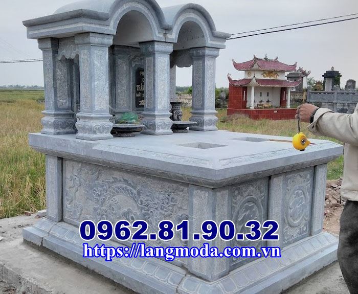 Mẫu mộ đôi đá đẹp Thái Bình mái vòm