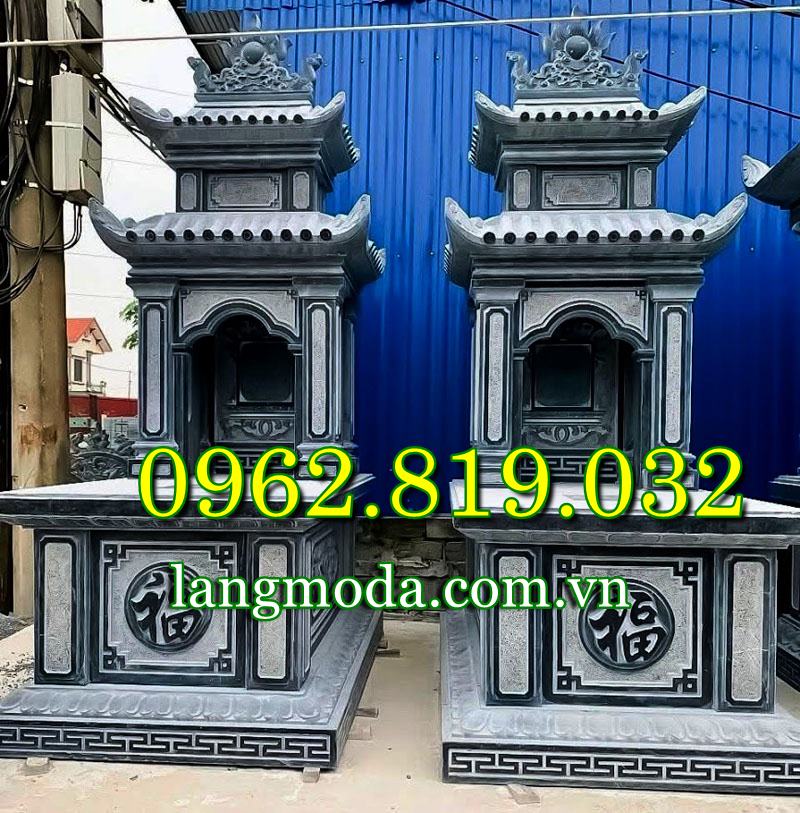 Mẫu mộ đẹp đơn giản có mái che đá xanh rêu - Mộ đẹp có mái che 