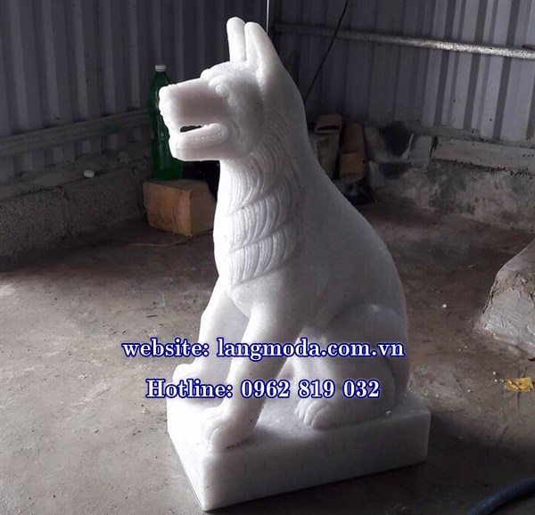 Chó đá phong thủy, Bán tượng chó đá trắng phong thủy ở Hà Nội 02