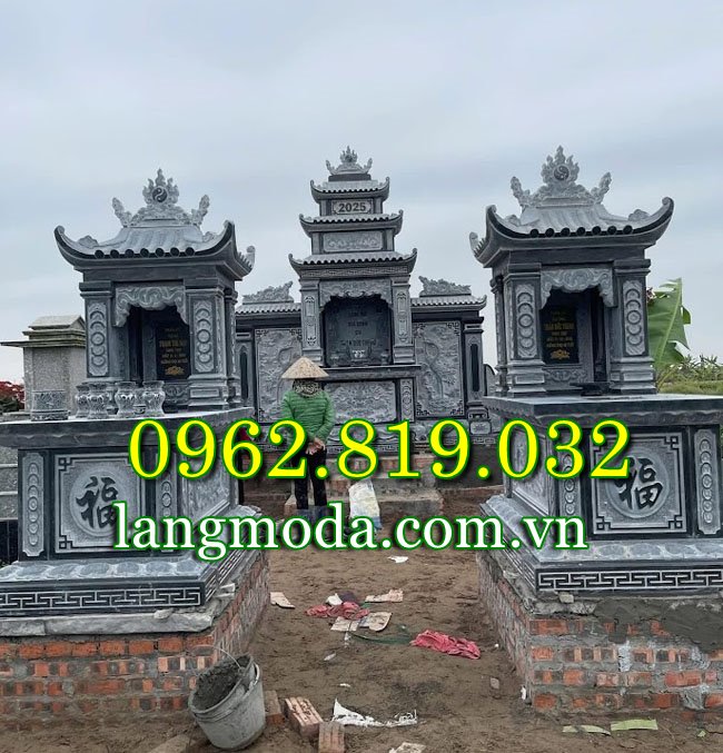 Hình ảnh mộ đá một mái đẹp thi công thực tế