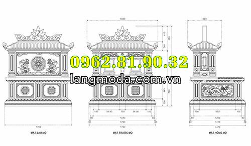 Kích thước xây mộ đá một mái 