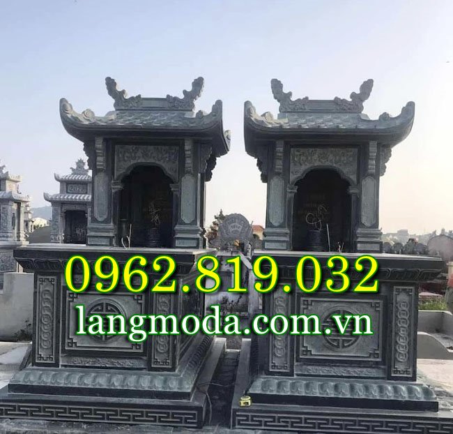 Mẫu mộ đá một mái bằng đá xanh đen