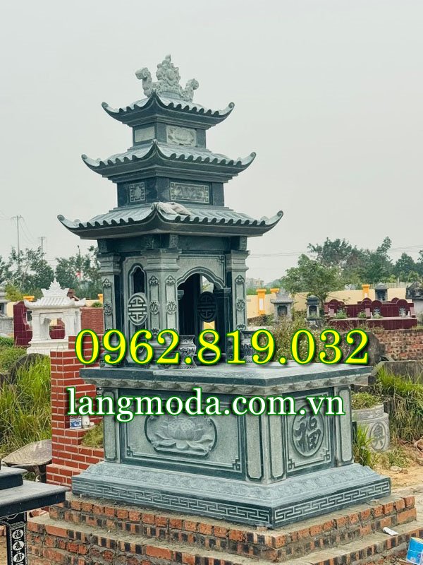 Mộ đá có mái đẹp bằng đá tự nhiên nguyên khối