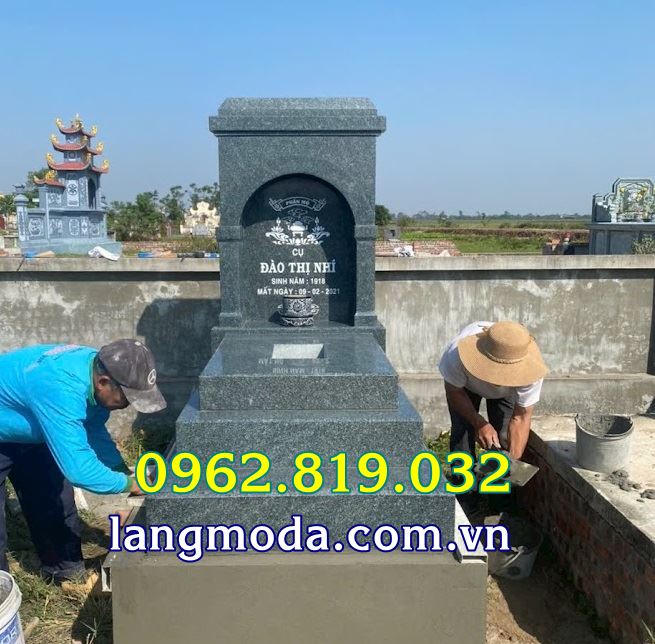 Mộ đá một mái cao cấp bằng đá granite xanh