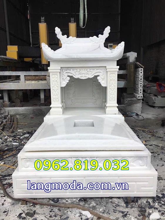 mẫu mộ một mái đẹp bằng đá trắng thiết kế tinh xảo 