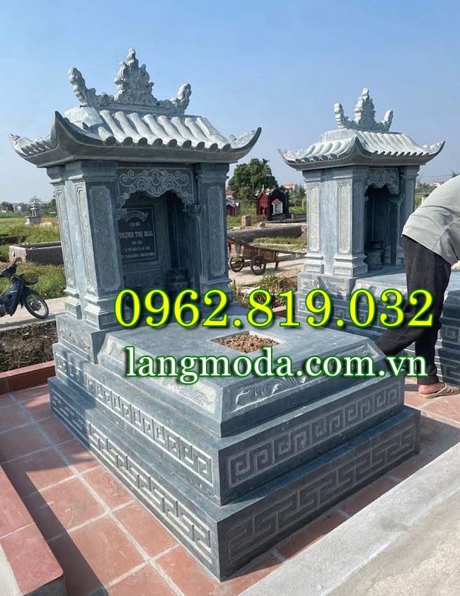 Mộ đá một mái đá xanh tự nhiên nguyên khối