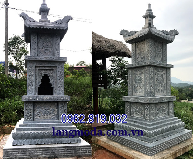 Xây mẫu mộ hình tháp phật giáo đẹp bằng đá