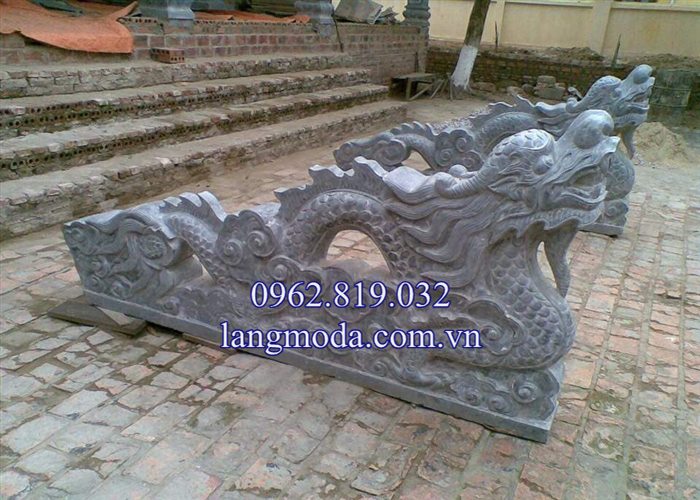 Mẫu lan can rồng đá bậc thềm tam cấp nhà thờ họ đình chùa 03