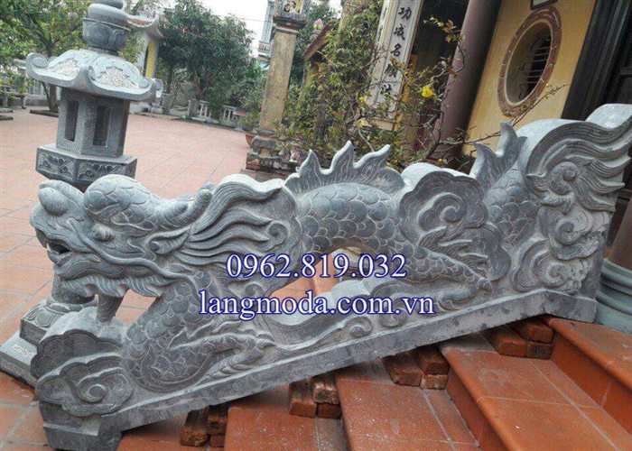 Mẫu lan can rồng đá bậc thềm tam cấp nhà thờ họ đình chùa 04