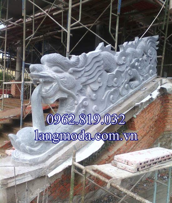 Mẫu lan can rồng đá bậc thềm tam cấp nhà thờ họ đình chùa 05