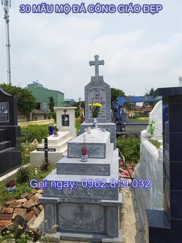 26 kiểu mộ cho nghĩa trang của người theo đạo công giáo làm bằng đá hoa cương, đá khối giá rẻ với hoa văn đặc trưng