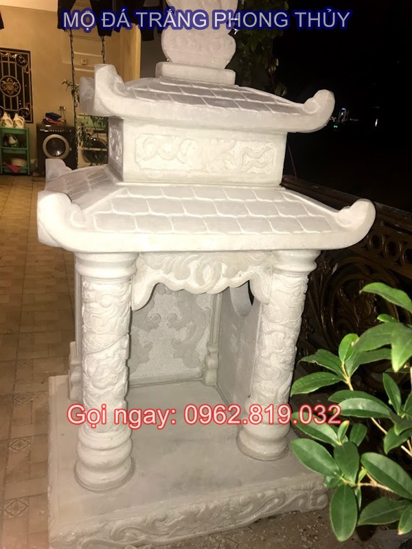 Mẫu lăng mộ đá trắng đẹp phong thủy cho người mệnh Kim và mệnh Thủy