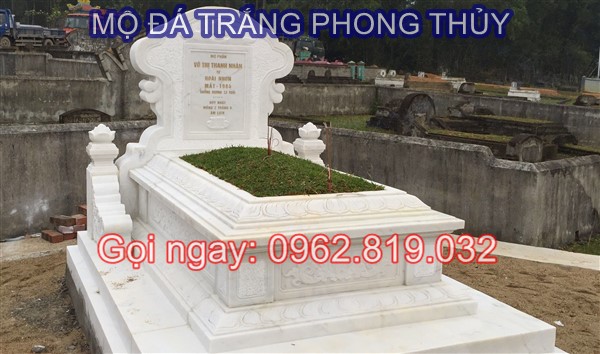 Mẫu lăng mộ đá trắng đẹp phong thủy cho người mệnh Kim và mệnh Thủy