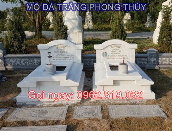 Mẫu lăng mộ đá trắng đẹp phong thủy cho người mệnh Kim và mệnh Thủy