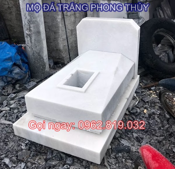 Mẫu lăng mộ đá trắng đẹp phong thủy cho người mệnh Kim và mệnh Thủy