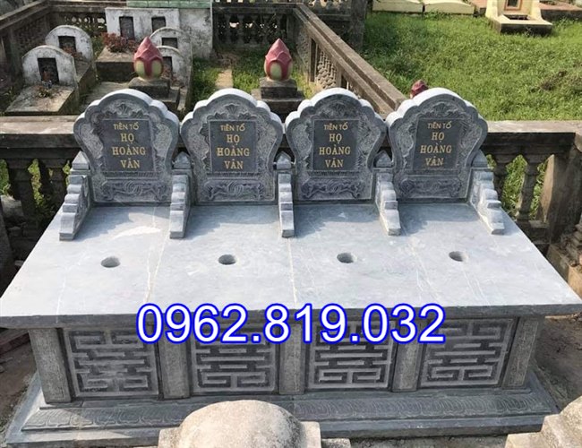 Mẫu mộ đôi đẹp đơn giản để tro cốt cho ông bà cha mẹ bằng đá khối, Mộ đá đôi