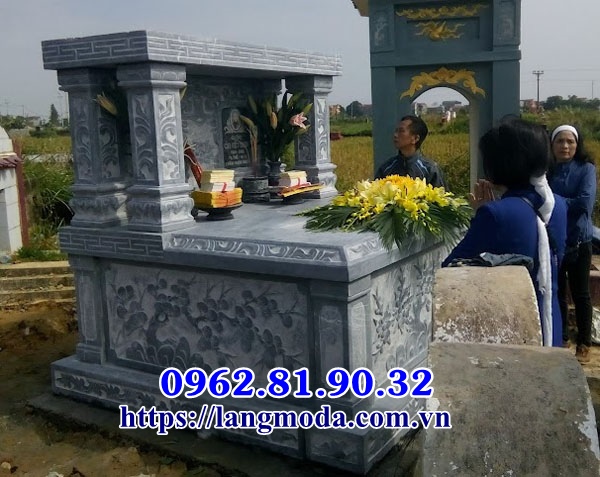 Mẫu mộ đá đôi đẹp vuông 1m75 tại Bắc Ninh