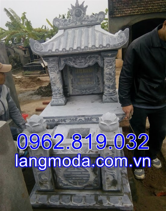 Mẫu mộ đơn đẹp bằng đá khối điêu khắc tại Ninh Bình