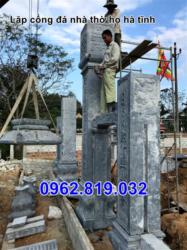 Lắp đặt hệ thống cột cổng đá nhà thờ họ tại Hà Tĩnh
