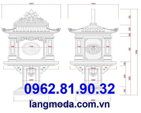Kích thước miếu thờ thần linh đẹp chuẩn phong thủy, kích thước miếu thờ đẹp