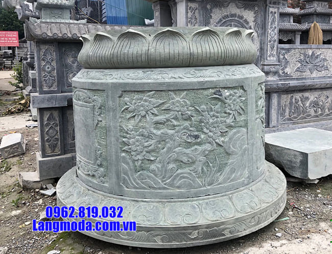 mẫu mộ tròn đẹp bằng đá xanh rêu