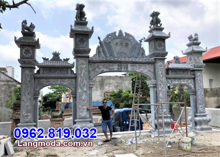 Mẫu cổng chùa kiểu tam quan bằng đá đẹp nhất tại Kiên Giang