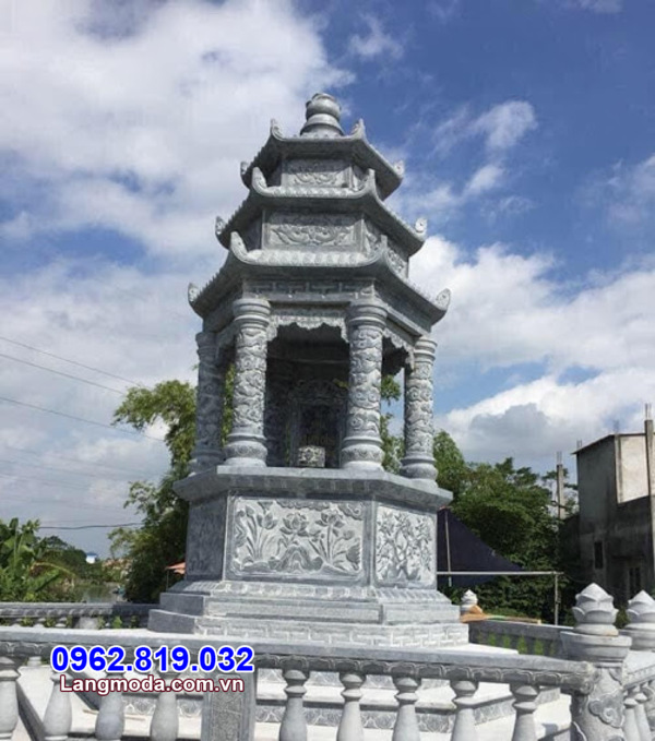 Giá xây dựng tháp mộ để hũ tro cốt bằng đá xanh tự nhiên nguyên khối