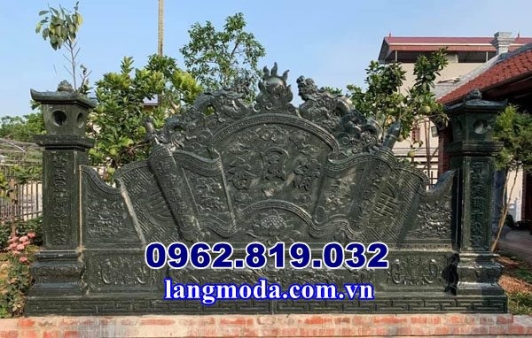 Mẫu bình phong ngoài trời đá xanh rêu