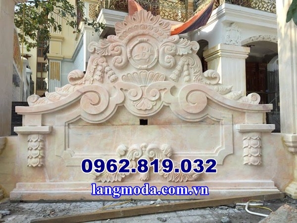 Mẫu cuốn thư đá vàng biệt thự, Mẫu bình phong đá vàng biệt thự