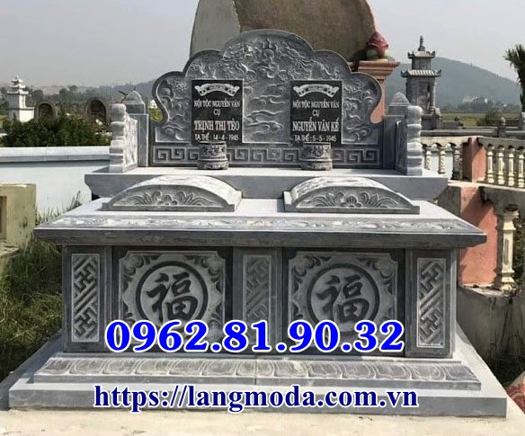 Mẫu mộ đá đôi đẹp không mái tại Quảng Ninh