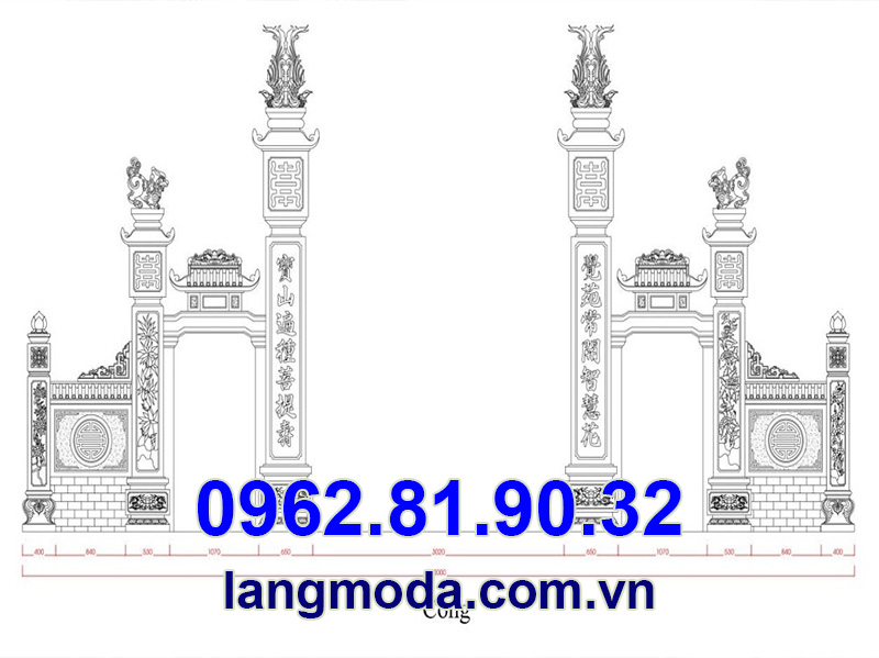 Bản vẽ thiết kế thi công lắp đặt cổng đá tại Bắc Giang