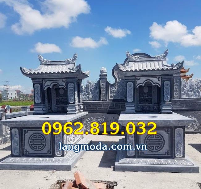 Mẫu mộ đá Sài Gòn đẹp đá xanh đen có mái che