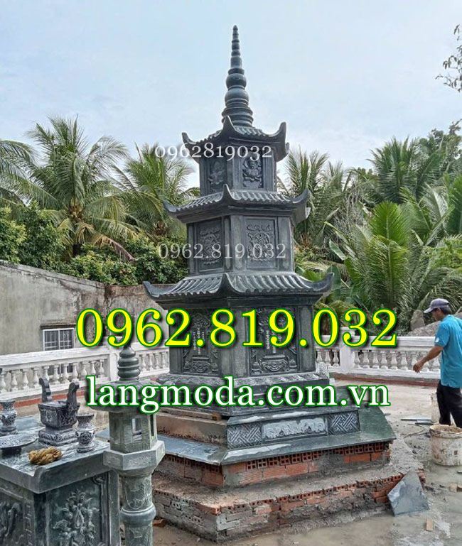 Mẫu tháp lục giác chạm khắc hoa văn tinh xảo