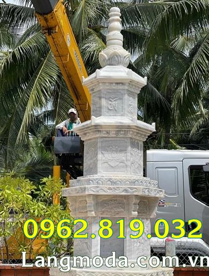 Mẫu tháp thờ cốt bằng đá trắng tự nhiên 