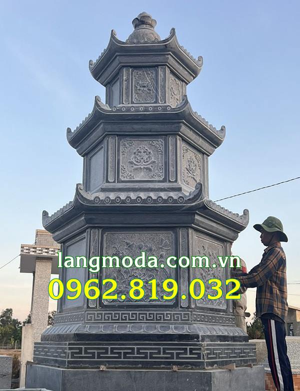 TG63 Mộ tháp đá bán tại Tiền Giang - Xây mẫu mộ tháp đá đẹp để tro cốt tại Tiền Giang