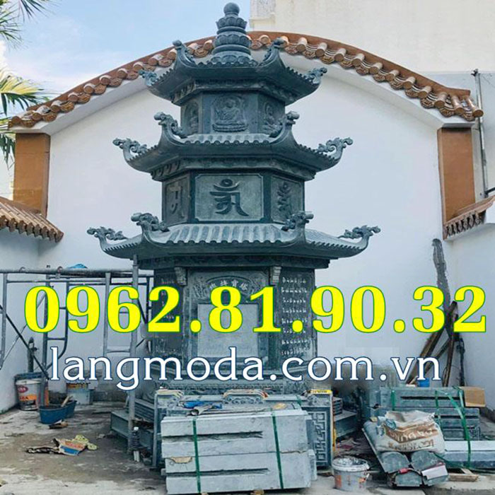 [QT74] Mộ tháp đá bán tại Quảng Trị làm bằng đá xanh rêu - Mộ tháp đá để tro cốt tại Quảng Trị