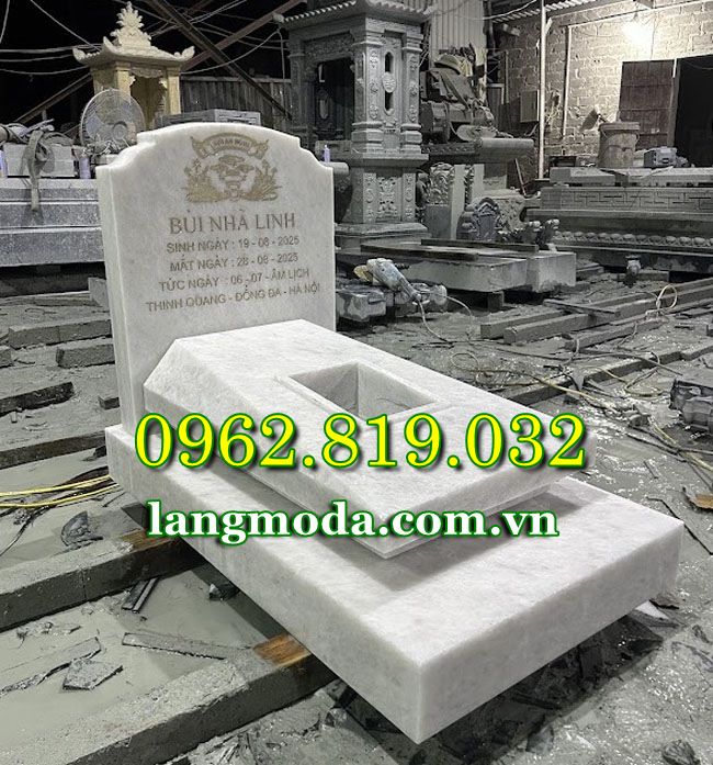 Mẫu mộ đẹp tam cấp tại Hải Phòng bằng đá trắng tự nhiên