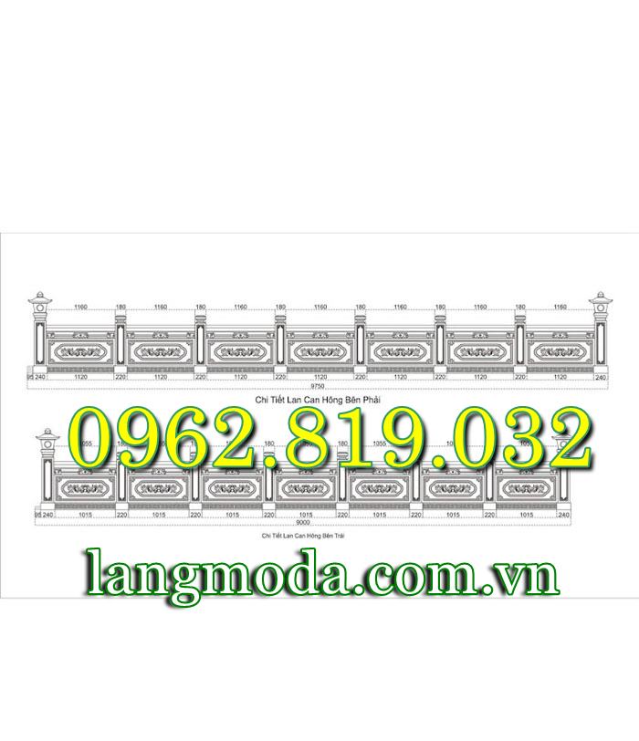 Kích thước lan can đá tường bao khu lăng mộ gia đình
