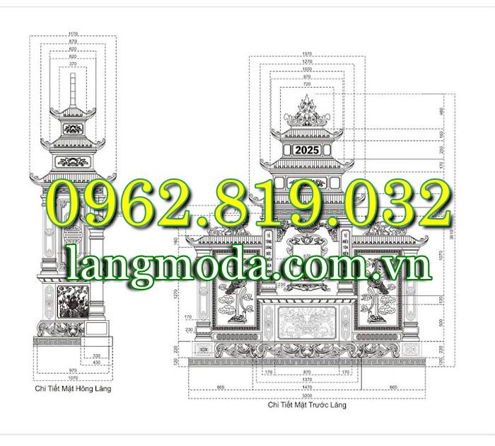 Kích thước lăng thờ chung trong nghĩa trang gia đình