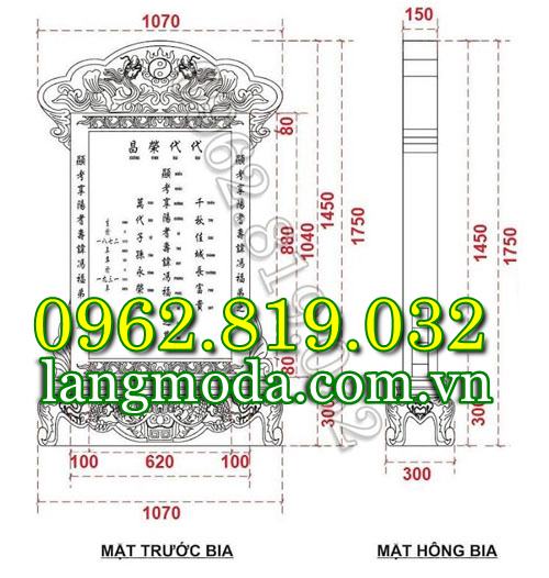 Kích thước bia đá phổ biến cho các công trình
