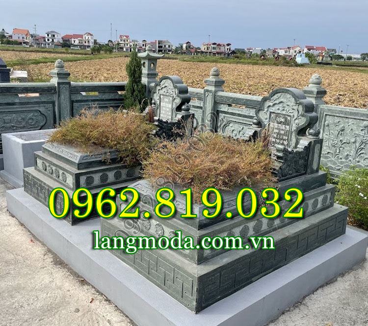 Mẫu mộ đá đôi tam cấp đep 